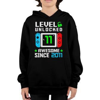 Video Game Level 11 Unlocked 11Th Birthday Graphic Design Printed Casual Daily Basic Youth Hoodie - Thegiftio UK