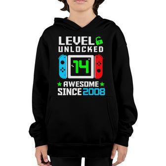 Video Game Level 14 Unlocked 14Th Birthday Graphic Design Printed Casual Daily Basic Youth Hoodie - Thegiftio UK