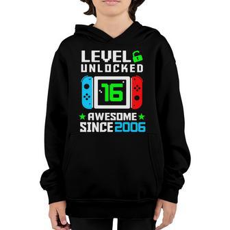 Video Game Level 16 Unlocked 16Th Birthday Graphic Design Printed Casual Daily Basic Youth Hoodie - Thegiftio UK