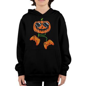 Video Gamer Jack O Lantern Gamer Halloween Costume Boys Men Youth Hoodie - Thegiftio UK