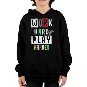 Video Games Work Hard Play Harder Gamer T-Shirt Graphic Design Printed Casual Daily Basic Youth Hoodie - Thegiftio UK