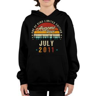 Vintage 11Th Birthday Awesome Since July 2011 Epic Legend Youth Hoodie - Seseable