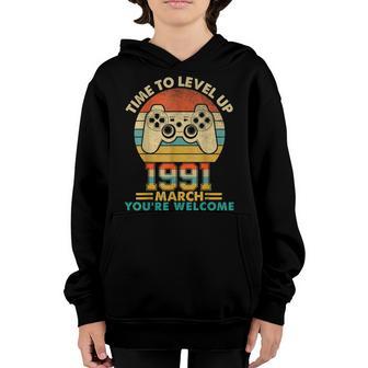 Vintage 1991 March 31 Years Old Video Gamer 31Th Birthday Youth Hoodie - Thegiftio UK