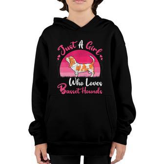 Vintage Dog Lover Just A Girl Who Loves Basset Hounds Youth Hoodie - Thegiftio UK