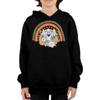 Vintage Floral Ghost Halloween Graphic Gift Kids Girls Women Youth Hoodie - Thegiftio UK
