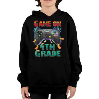 Vintage Game On 4Th Grade Gamer Back To School Teacher Kids Youth Hoodie - Thegiftio UK