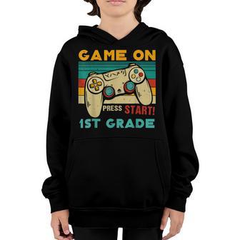 Vintage Game On Press Start 1St Grade Gamer Back To School Youth Hoodie - Thegiftio UK