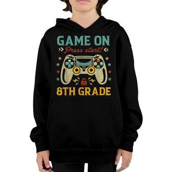 Vintage Game On Press Start 8Th Grade Back To School Gamer Youth Hoodie - Thegiftio UK
