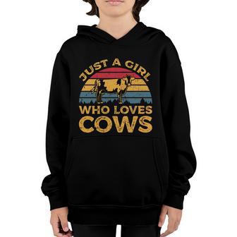 Vintage Just A Girl Who Loves Cows Gift Graphic Design Printed Casual Daily Basic Youth Hoodie - Thegiftio UK