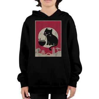 Vintage Kawaii Cat Ramen Anime Japanese Gift Kids Girls Boys Youth Hoodie - Thegiftio UK