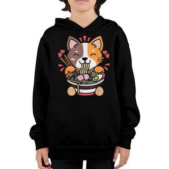 Vintage Kawaii Ramen Cat Anime Japanese Food Gift Girls Kids Youth Hoodie - Thegiftio UK
