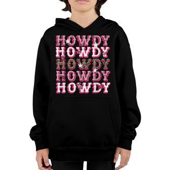 Vintage Leopard Howdy Rodeo Western Country Southern Cowgirl Youth Hoodie - Thegiftio UK