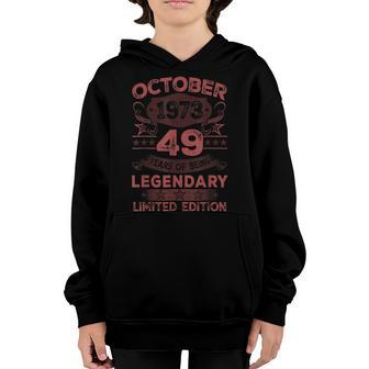 Vintage October 1973 49Th Birthday Gifts 49 Years Old Boy Youth Hoodie - Thegiftio UK