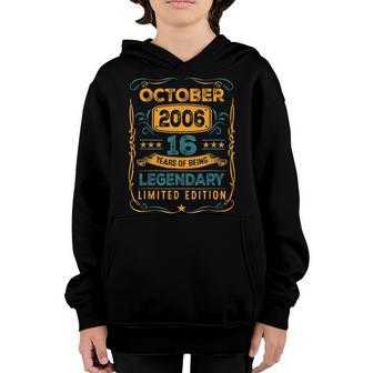 Vintage October 2006 16 Years Old Boy 16Th Birthday Gifts Youth Hoodie - Thegiftio UK
