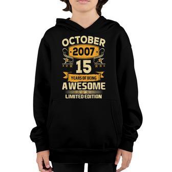 Vintage October 2007 15 Years Old Boy 15Th Birthday Gifts Youth Hoodie - Thegiftio UK