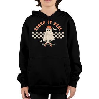 Vintage Retro Halloween Creep It Real Ghost Boy Fall Season V3 Youth Hoodie - Thegiftio UK
