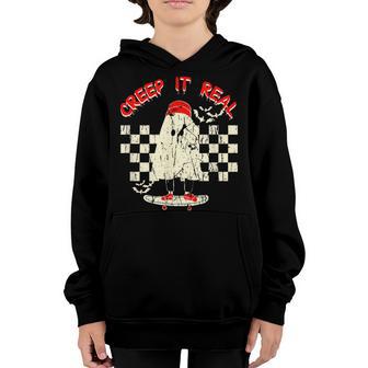 Vintage Retro Halloween Creep It Real Ghost Boy Fall Season V4 Youth Hoodie - Thegiftio UK