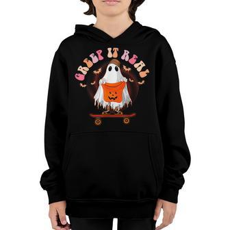 Vintage Retro Halloween Creep It Real Ghost Boy Fall Season V5 Youth Hoodie - Thegiftio UK
