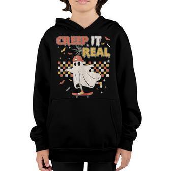 Vintage Retro Halloween Creep It Real Ghost Boy Fall V2 Youth Hoodie - Thegiftio UK