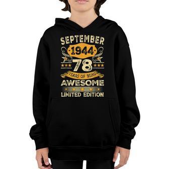 Vintage September 1944 78 Years Old Boy 78Th Birthday Gifts Youth Hoodie - Thegiftio UK