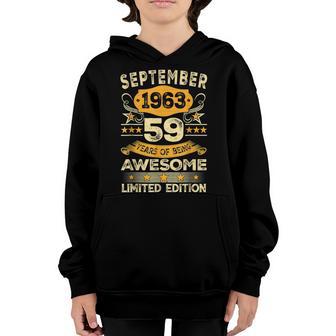 Vintage September 1963 59 Years Old Boy 59Th Birthday Gifts Youth Hoodie - Thegiftio UK