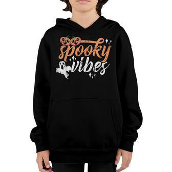 Vintage Spooky Vibes Halloween Novelty Graphic Art Design Youth Hoodie - Seseable