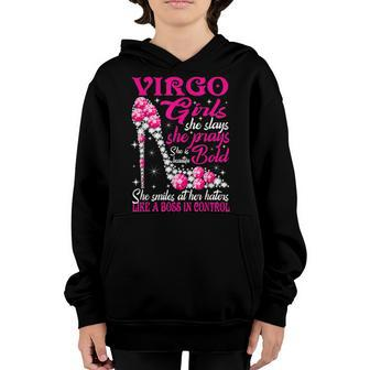 Virgo Girl Like A Boss In Control Diamond Shoes Funny Gifts Youth Hoodie - Thegiftio UK