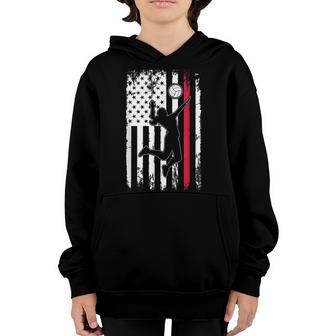 Volleyball American Flag For Girls Boys Men & Women Youth Hoodie - Thegiftio UK