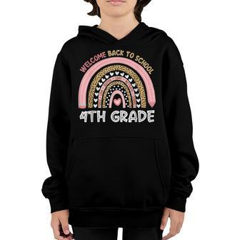 Welcome Back To School 4Th Grade Teacher Rainbow Leopard Youth Hoodie - Seseable