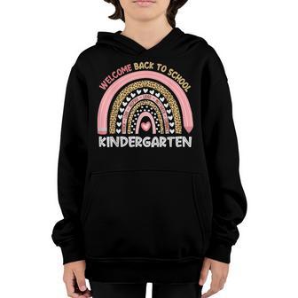 Welcome Back To School Kindergarten Teacher Rainbow Leopard Youth Hoodie - Thegiftio UK