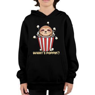 Whats Poppin Sloth Popcorn Funny Graphic Plus Size Premium Shirt For Boy Girl Youth Hoodie - Thegiftio UK