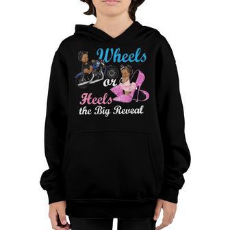 Wheels Or Heels The Big Reveal Team Boys Girl Gender Reveal Youth Hoodie - Thegiftio UK