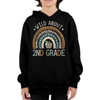 Wild About 2Nd Grade Leopard Rainbow Back To School V2 Youth Hoodie - Thegiftio UK