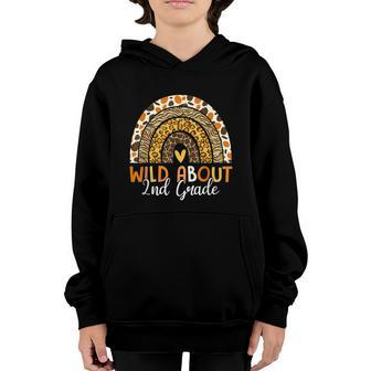Wild About 2Nd Grade Teacher Back To School Leopard Rainbow Youth Hoodie - Monsterry UK