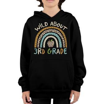 Wild About 3Rd Grade Leopard Rainbow Back To School Teachers Youth Hoodie - Thegiftio UK