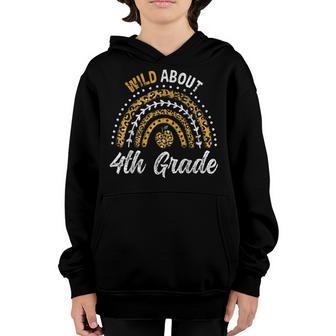 Wild About 4Th Grade Teacher Rainbow Vintage Youth Hoodie - Thegiftio UK