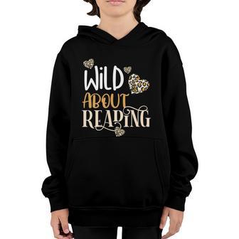 Wild About Reading Leopard Print Book Lover Back To School Graphic Design Printed Casual Daily Basic Youth Hoodie - Thegiftio UK