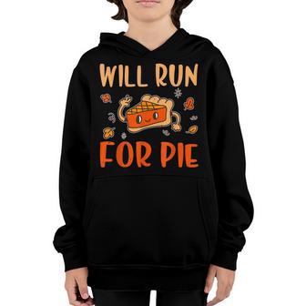 Will Run For Pie Pumpkin Funny Thanksgiving Youth Hoodie - Thegiftio UK