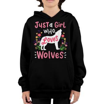 Wolf Just A Girl Who Loves Wolves Youth Hoodie - Thegiftio UK