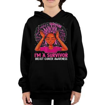 Woman Black Girl Im A Survivor Breast Cancer Awareness Youth Hoodie - Thegiftio UK