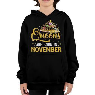 Womens A Queen Was Born In November Happy Birthday To Me Women Girl Youth Hoodie - Thegiftio UK