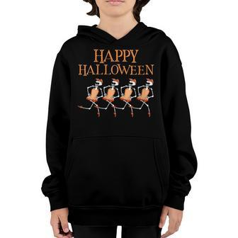 Womens Happy Costumes Halloween Skeleton Dancing Ballet Funny Gift Youth Hoodie - Seseable