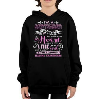 Womens I Am A September Woman Birthday Girl Born In September Youth Hoodie - Thegiftio UK