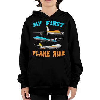 Womens Kids My First Plane Ride Airplane & Aircraft Flight Youth Hoodie - Seseable
