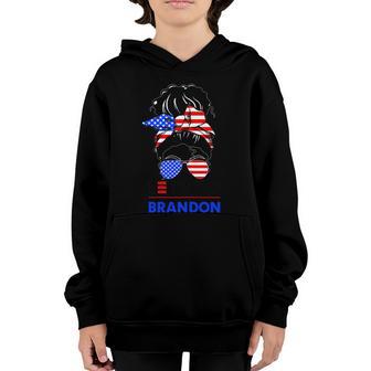 Womens Messy Burn Hair American Flag Lets Go Brandon Women Girl Graphic Design Printed Casual Daily Basic Youth Hoodie - Thegiftio UK