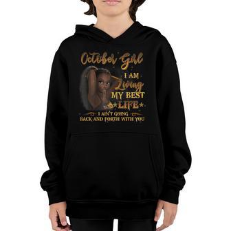 Womens October Girl Black Woman A Queen Was Born In October Youth Hoodie - Thegiftio UK