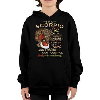 Womens Scorpio Girl Funny Gift For Black Women Melanin Afro Queen Youth Hoodie - Thegiftio UK
