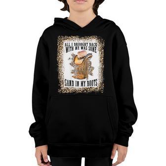Womens Southern Western Leopard Cowboy Boots Hat Sand In My Boots Youth Hoodie - Thegiftio UK