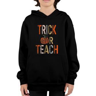 Womens Teacher Halloween Tshirt Trick Or Teach Funny School Graphic Design Printed Casual Daily Basic Youth Hoodie - Thegiftio UK