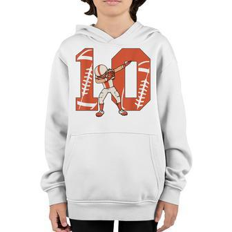 10 Years Old Boy Football Player 10Th Football Birthday Boys Youth Hoodie - Seseable